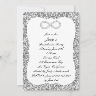 Invitation Fête de Fiançailles Diamant Paillettes Argent Infi