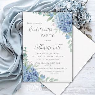 Invitation Fête de Fiançailles Élégante avec Hortensias Bleus