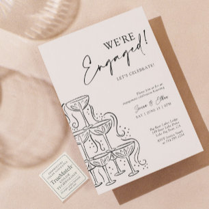 Invitation Fête de fiançailles élégante et chic au champagne