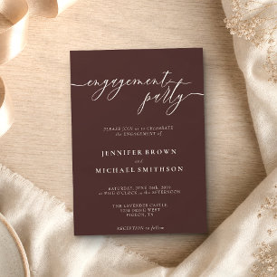 Invitation Fête de fiançailles élégante marron chocolat