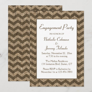 Invitation Fête de fiançailles en toile de jute rustique Brun