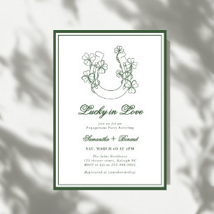 Invitation Fête de fiançailles Fers à cheval Trèfle Chanceux