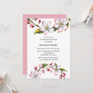 Invitation Fête de Fiançailles Fleur de Cerisier Pomme Aquare