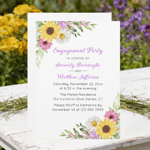 Invitation Fête de fiançailles Fleur de tournesol Marguerite
