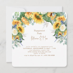 Invitation Fête de fiançailles Fleurs de soleil Carré Arrondi