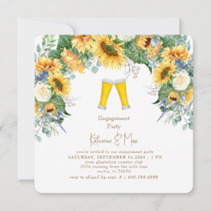 Invitation Fête de fiançailles Fleurs de tournesol et Bière C