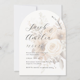Invitation Fête de fiançailles Floral Boho Moderne Arch  