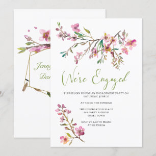 Invitation Fête de fiançailles florale à fleurs de cerisier r