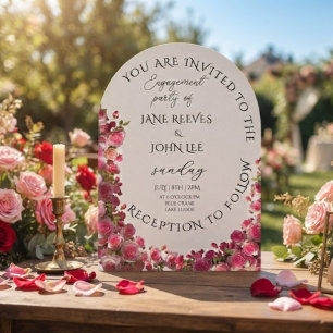 Invitation Fête de fiançailles florale aquarelle rose