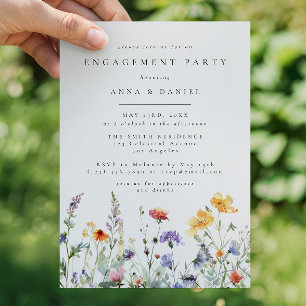 Invitation Fête de fiançailles florale aquarelle vibrante