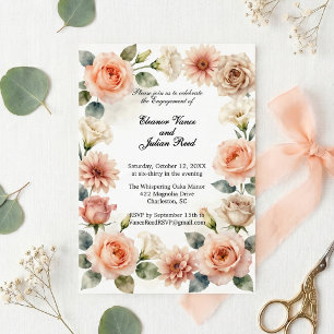 Invitation Fête de fiançailles florale botanique aquarelle pê