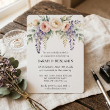 Fête de fiançailles florale lavande rose aquarelle
