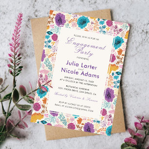 Invitation Fête de fiançailles florale romantique Blooming Lo