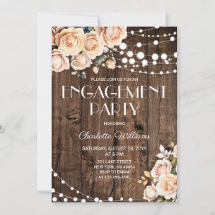 Invitation Fête de fiançailles florale rose blush