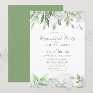 Invitation Fête de fiançailles florale verdoyante aquarelle r
