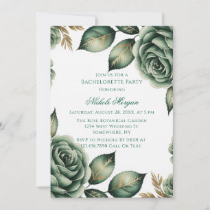 Invitation Fête de Fiançailles Florale Verte Émeraude et Or