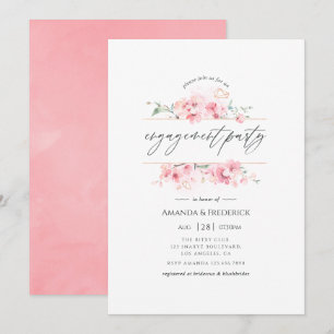 Invitation Fête de fiançailles géométrique à fleur de cerisie