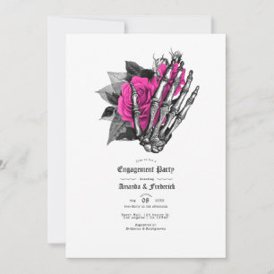 Invitation Fête de fiançailles gothique florale rose et bleu