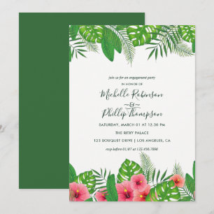 Invitation Fête de fiançailles Hawaïenne aquarelle Luau Aloha