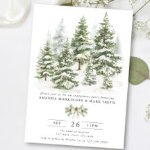 Fête de fiançailles hivernale à l'aquarelle Evergr