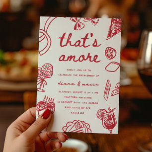 Invitation Fête de fiançailles italienne "C'est l'amour"