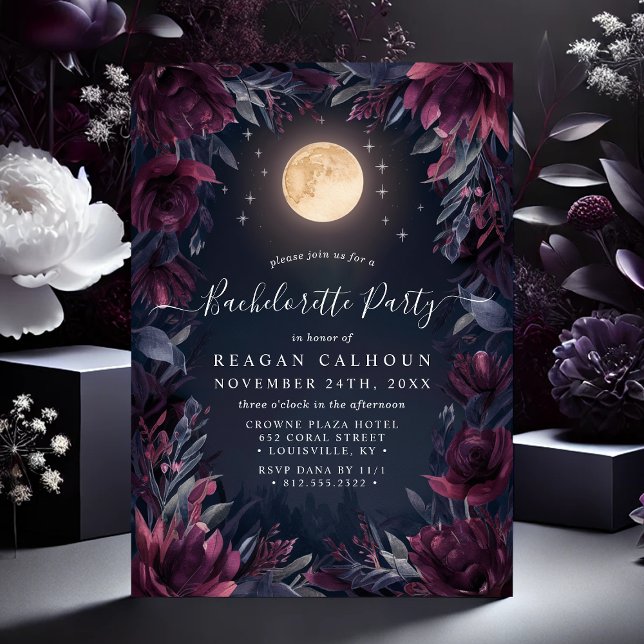 Invitation Fête de Fiançailles Jardin de Minuit sous la Lune (Créateur téléchargé)