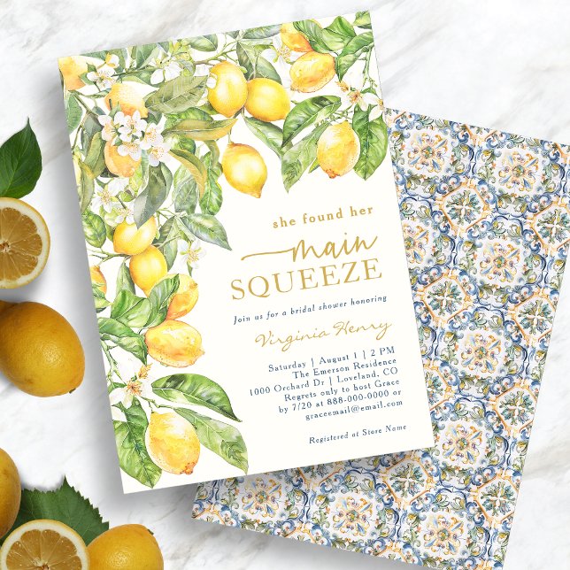Invitation Fête de fiançailles Lemon Blue (Lemon Blue Bridal Shower Invitation
)