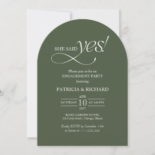 Invitation Fête de fiançailles Minimaliste Arch Elle a dit ou