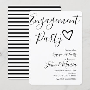 Invitation Fête de fiançailles moderne avec rayures noires et