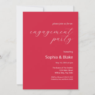 Invitation Fête de fiançailles moderne minimaliste framboise
