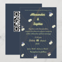 Fête de fiançailles moderne Navy & fleurs blanches