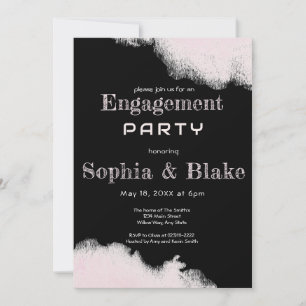 Invitation Fête de Fiançailles Moderne Rose et Noir