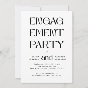 Invitation Fête de fiançailles moderne Typographie éditoria