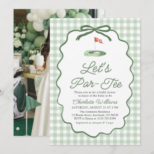 Invitation Fête de fiançailles moderne vert sauge golf Let's