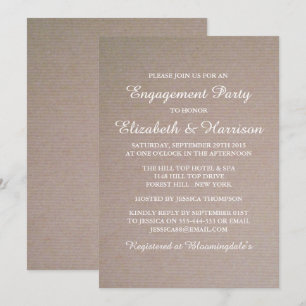Invitation Fête de fiançailles ou douche de Kraft de campagne