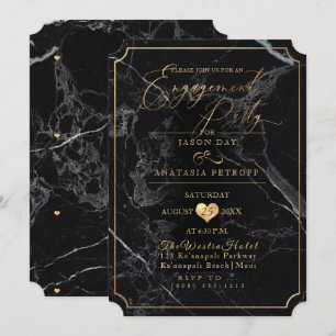 Invitation Fête de fiançailles PixDezine Marbre/Or faux