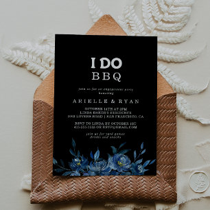 Invitation Fête de fiançailles Royal Navy Blue Floral I Do BB