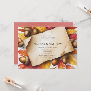 Invitation Fête de fiançailles rustique avec feuilles d'autom