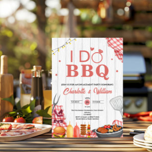 Invitation Fête de fiançailles rustique 'Je fais du BBQ Plaid