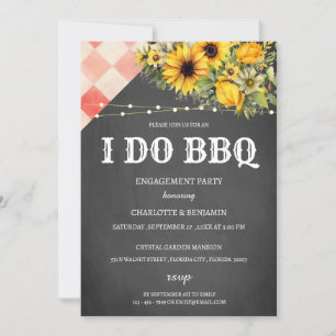 Invitation Fête de fiançailles Rustique Sunflower I Do BBQ 