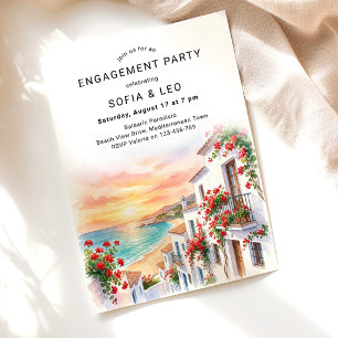 Invitation Fête de fiançailles sur la plage au coucher de sol