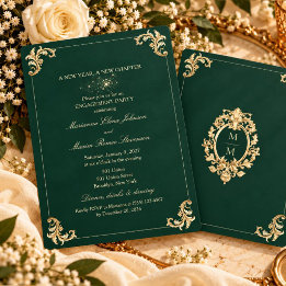 Invitation Fête de fiançailles vert émeraude