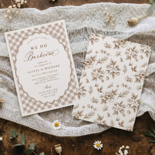 Invitation Fête de fiançailles Vintage Brown We Do BBQ Barbec