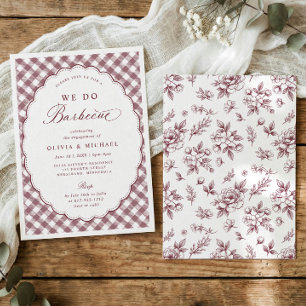 Invitation Fête de fiançailles Vintage We Do BBQ Bourgogne Ro