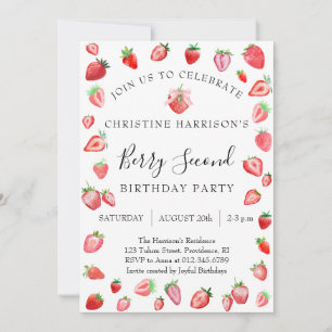 Invitation Fête de fille aux fruits deuxième anniversaire
