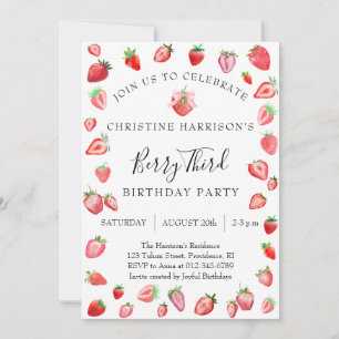 Invitation Fête de fille aux fruits troisième anniversaire