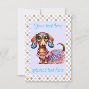 Invitation Fête de fille Dachshund texturée