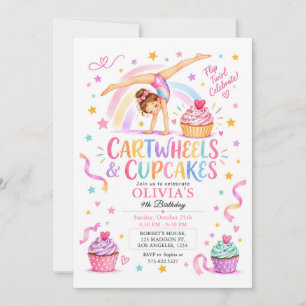 Invitation Fête de fille de gymnastique Cartwheels & Cupcakes