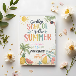 Invitation Fête de fin d'année scolaire, Bonjour l'été