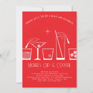 Invitation Fête de fin d'études à la casquette et au cocktail
